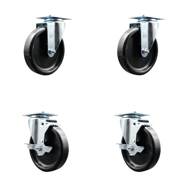 Vulcan 190RR4M Replacement Caster Set with Brakes, 4PK
